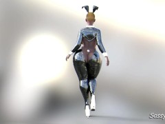 Nude Mzansi Influencer wearing black latex bunny lingerie - sassycomics