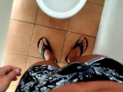 I wet myself walking from the beach to find a toilet. Piss runs down my legs and all over the floor.