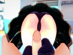 POV Hentai Footjob from Aru Rikuhachima from Blue Archive