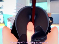 POV Hentai Footjob from Haruna Kurodate from Blue Archive