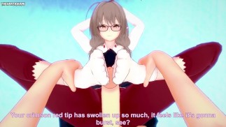 POV Hentai Footjob from Hinomia Chinatsu from Blue Archive