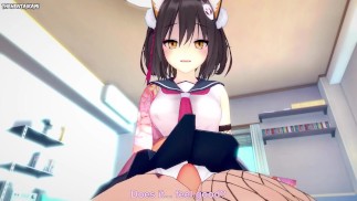 POV Hentai Footjob from Izuna Kuda from Blue Archive