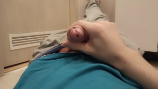 At night, the guy decided to jerk off his cock in the bathroom and cum with sweet cum