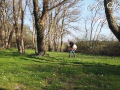 MILF flashing off her big butt to truckers