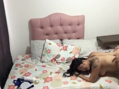 I fuck my girlfriend's ass with a strap-on until she has an orgasm.