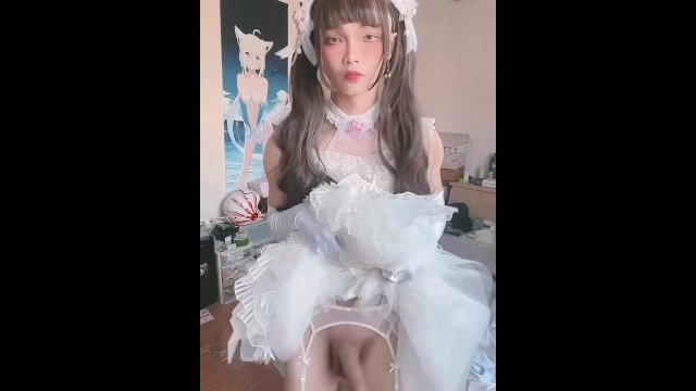 Big Dick Crossdresser Aroma Masturbating in a Dress and Cumming