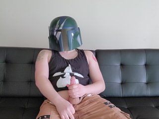 TS Mandalorian Pees While Jerking Off