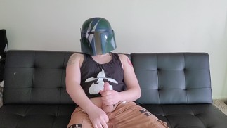 TS Mandalorian Pees While Jerking Off