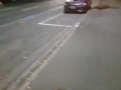 Brazen Kiwi Trashy bitch pissed on & sucks cock in plain view on the sidewalk