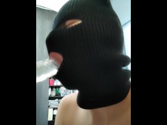 Young student shows body, dripping wet, deepthroats dildo to balls