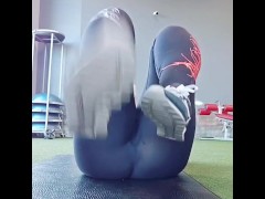 Working out and Stretching with Cameltoe at the Gym