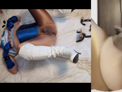 春麗コスの男の娘、生乳首でチクニーしたりアナルにアネロス挿入してアナニー。最後は何回もメスイキ潮吹きしちゃう。