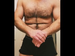 HAIRY MUSCLE BEAR FLEXING BICEPS AND CHEST