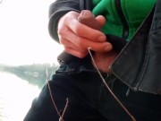 Jon Arteen takes his twink penis outside, pees in a lake and suddenly feels the urge to masturbate