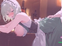 【#02 女冒険者の集うエッチな宿(体験版)実況】挑発的で生意気な爆乳女ウェイターに中出ししてわからせる。(ファンタジーSLGエロゲ―) - Screenshot 13 of 16 - Hentai Bigtits