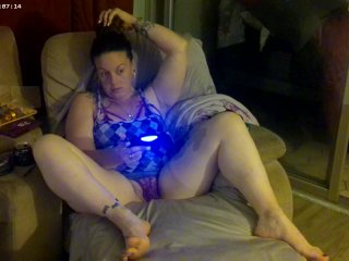 Filming Step Mom With Her See Through Panties and Pussy Lips Poking Out, While She Is Playing Games