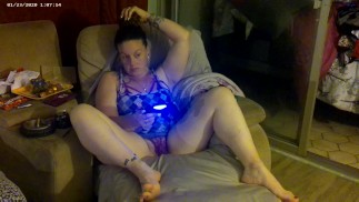 Filming Step Mom With Her See Through Panties and Pussy Lips Poking Out, While She Is Playing Games