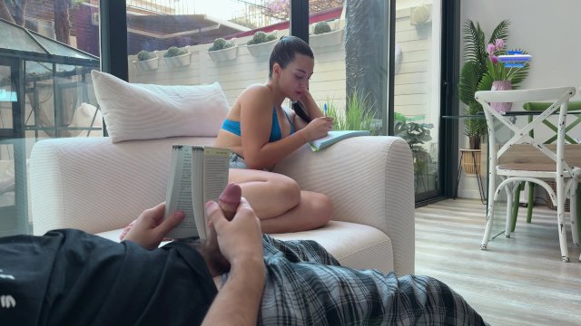 Stepbrother Jerk Off InFront Of Step Sis But She Caught Him! Masturbate - Orgasm - Blowjob - Handjob