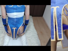 春麗コスの男の娘四つん這いチクニー。穴開きブルマ脱いで前張りからトロトロ潮吹き。前張り着用で無修正。フィメールマスク女装。 - Screenshot 3 of 16 - Femboy