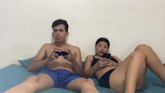 I WAS PLAYING VIDEO GAMES WITH MY BEST FRIEND AND SHE DISTRACTED ME BY SUCKING MY DICK.