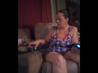 I Film myself Playing Video Games in Sexy see through Lingerie