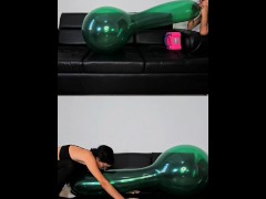 Inflating a large green balloon for assembly (Full video in C4S/OF/MV/Membersite)