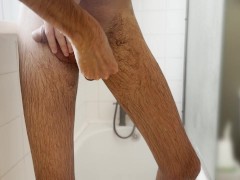 Shaving my Big White Cock in the shower