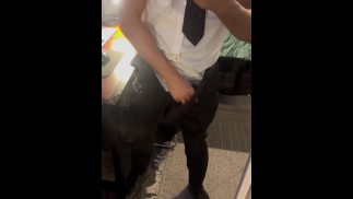 Jerking off relieving some work stress