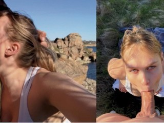 "ein Schluck Sperma": Die Stiefschwester Liebt Es, Auch in Der Natur Schwänze Zu Lutschen.