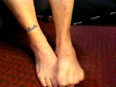 Toes Under Desk Very Natural Feet Play Toe Wiggling Curled Long Toes Foot Fetish