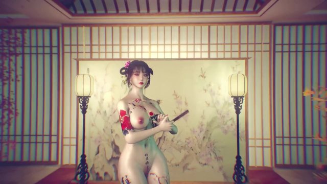 tetas grandes 3D japonesa milf mostrar su tatuaje perfecto