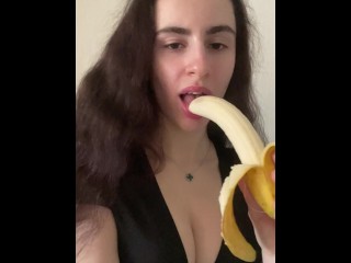 Beautiful Girl Sexily Licks a Banana🍌