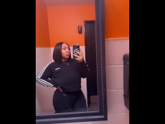 Ebony with waxed stick cum