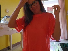 Almost naked waiting for Delivery Boy # NO PANTIES fetish