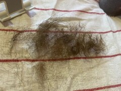 Hairy bush pussy hair cutting