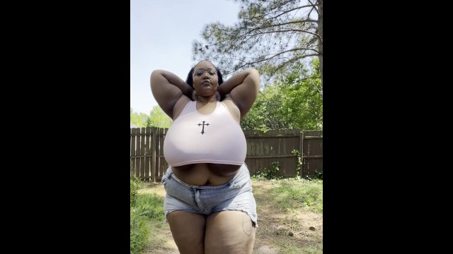 My new shirt BARELY covers my massive tits