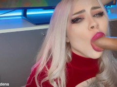 Blonde With Big Tits Sucks Cock