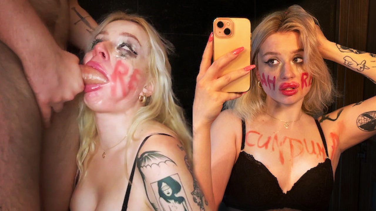 Blonde Bimbo WHORE gets her throat used as a CUM DUMPSTER, SLAPPED AND SPIT  ON | Baby Bunzzz