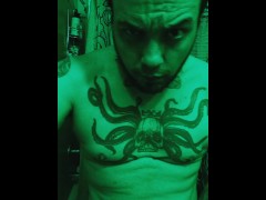 Playing with my Cock in Green Light