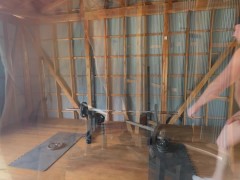 Big dick Stud Works Out Naked! Naked Squats With Dick & Balls Hanging!