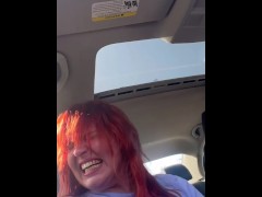 Pleasing Master while driving - foot licking, face slapping, blowjob