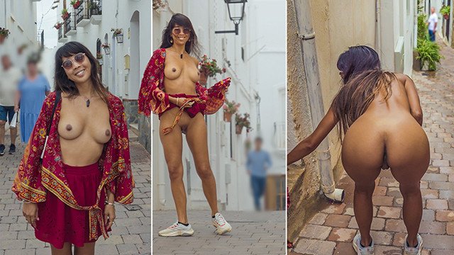 Exhibitionist Flashing Around Busy Old Town Public Nudity
