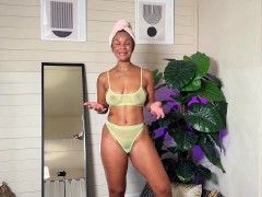 Transparent lingerie on black hairy pussy MILF