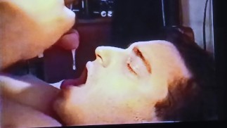nice cumshot in mouth after selfsucking