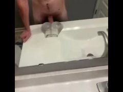 New toy! Amateur fucking clear pocket pussy tell cums while parents are home