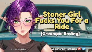 Stoner Girl zahlt für eine Fahrt mit Sex [Öffentlichkeit] [Straßenkopf] [Creampie-Ende]