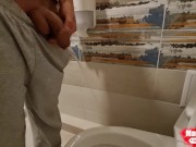 Young gay long pissing at home