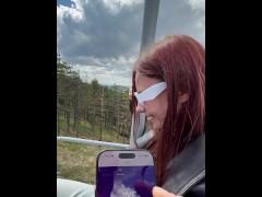 Leg shaking orgasms with an amazing view. Playing with remote controlled vibrating egg outside