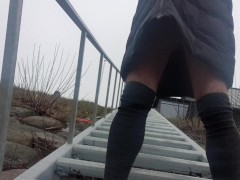 Exhibitionist, femboy shows himself naked in public