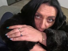 Slutty mature deep-throat and cum play on a fur-coat 264- preview